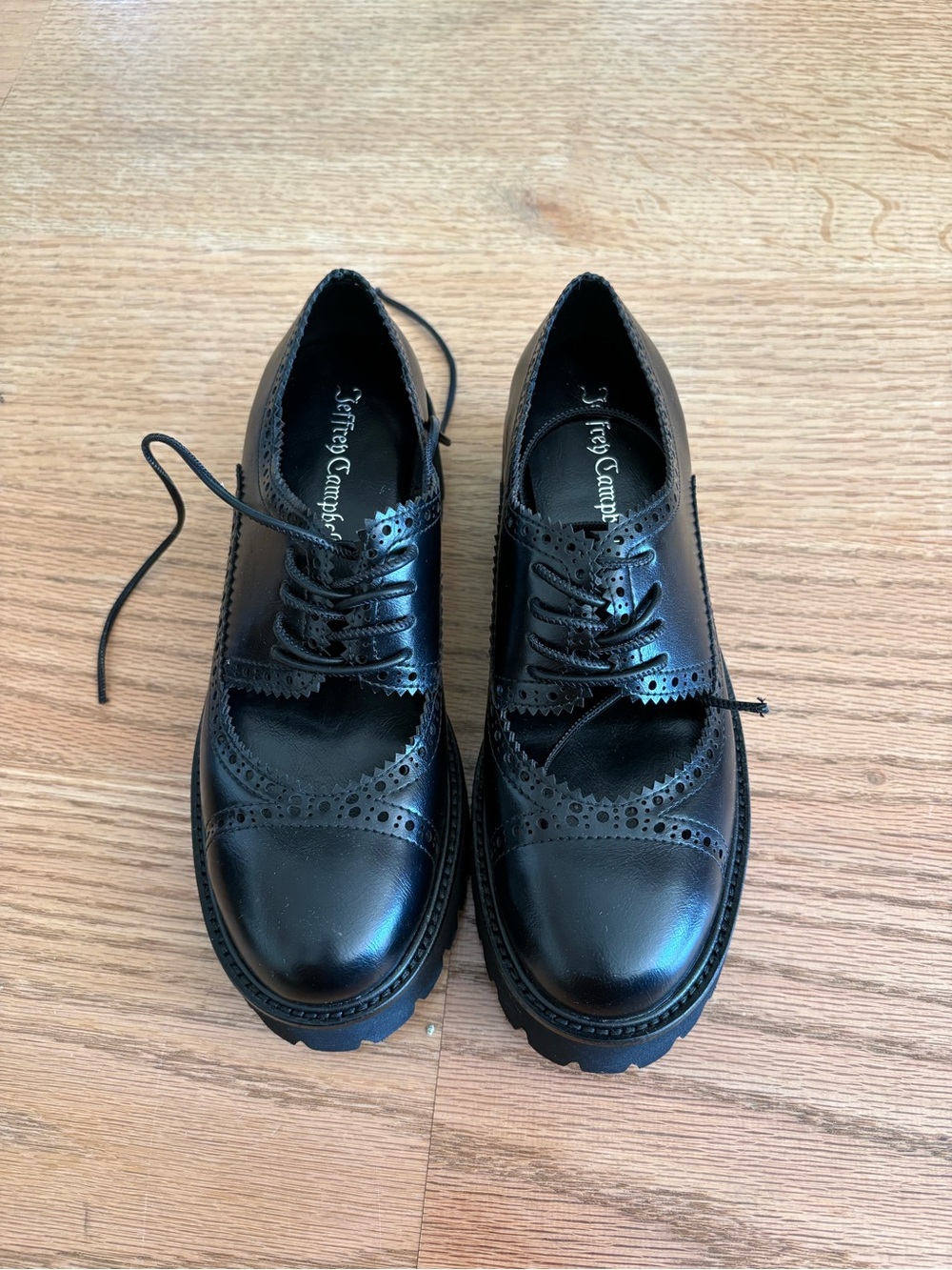 Jeffrey Campbell Black Platform Lace-Up Brogues
